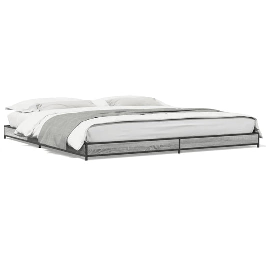 vidaXL Bed Frame without Mattress Grey Sonoma 180x200 cm Super King