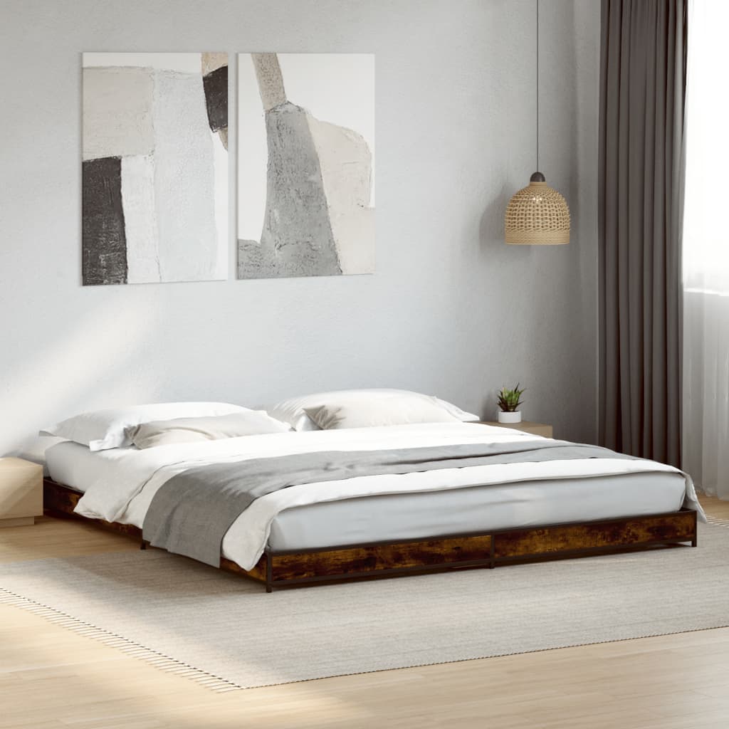 vidaXL Bed Frame without Mattress Smoked Oak 160x200 cm