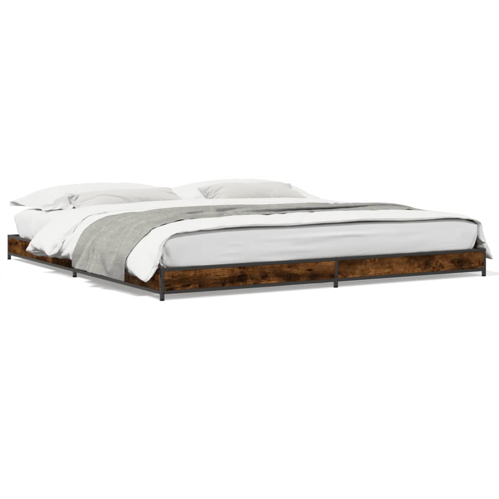 vidaXL Bed Frame without Mattress Smoked Oak 160x200 cm