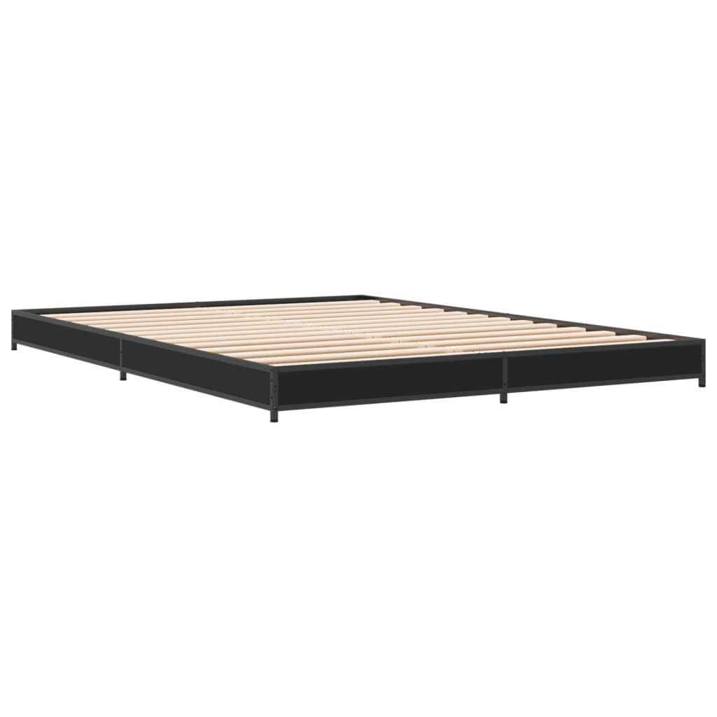 vidaXL Bed Frame without Mattress Black 150x200 cm King Size