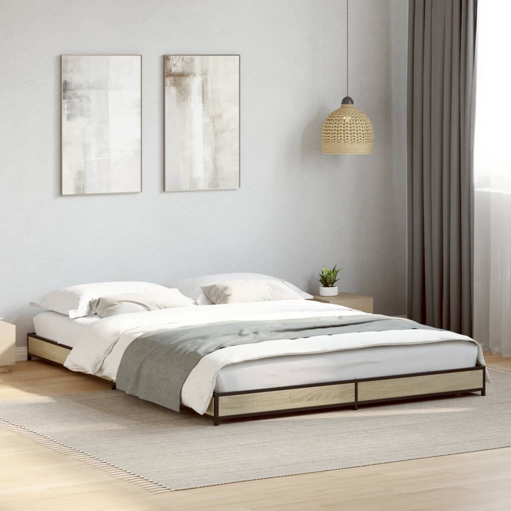 vidaXL Bed Frame without Mattress Sonoma Oak 150x200 cm King Size