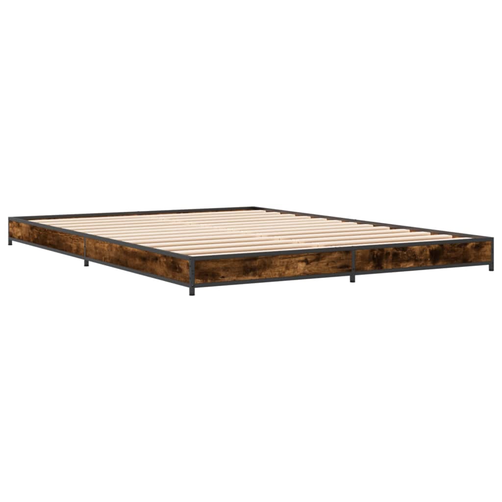 vidaXL Bed Frame without Mattress Smoked Oak 150x200 cm King Size