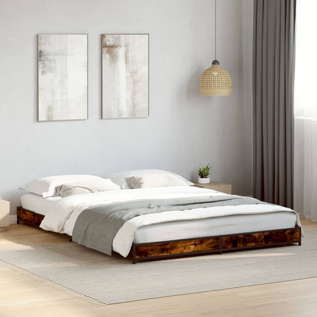 vidaXL Bed Frame without Mattress Smoked Oak 150x200 cm King Size