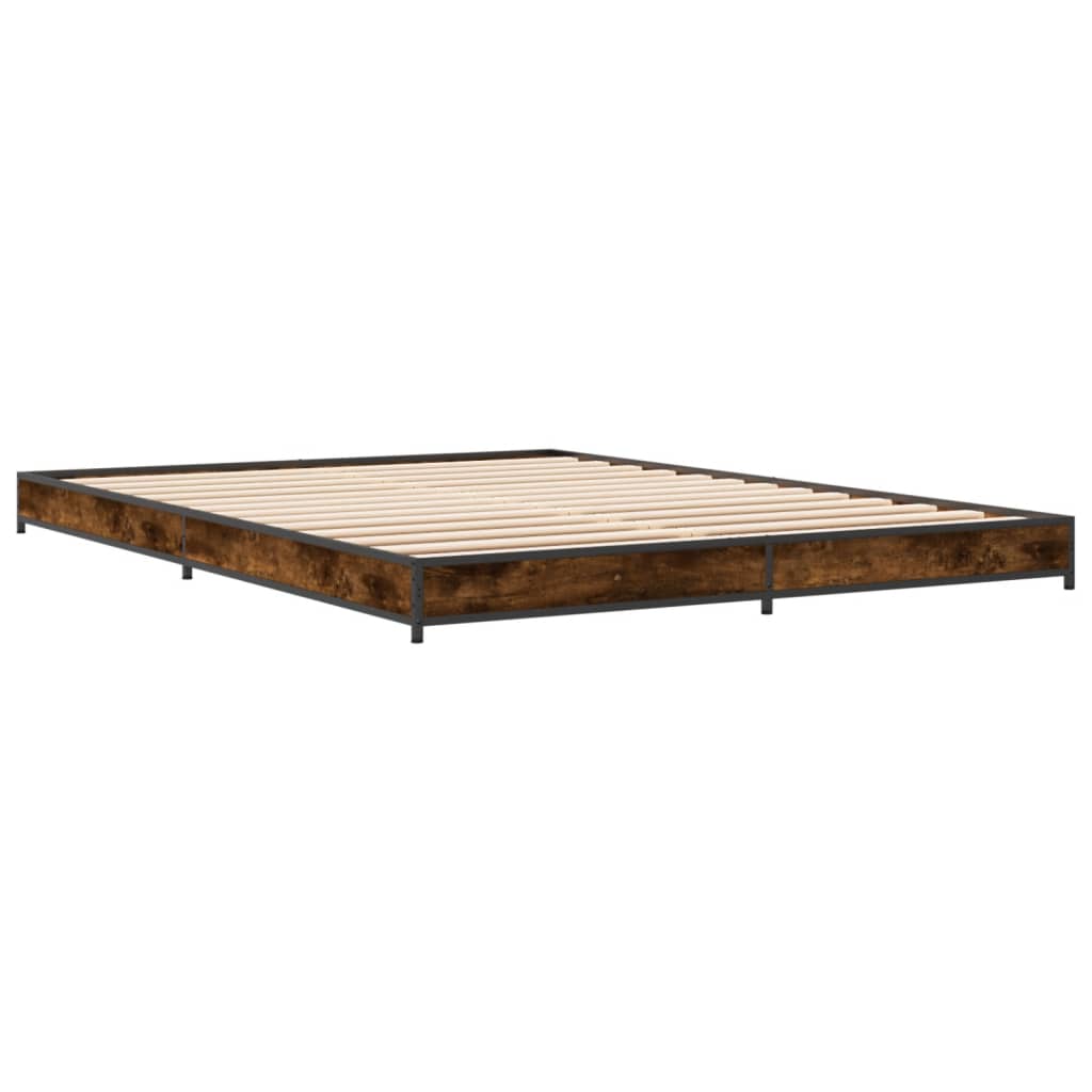 vidaXL Bed Frame without Mattress Smoked Oak 150x200 cm King Size