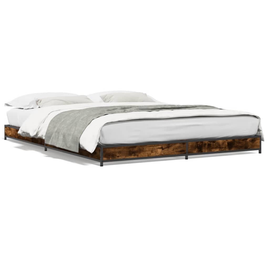 vidaXL Bed Frame without Mattress Smoked Oak 150x200 cm King Size