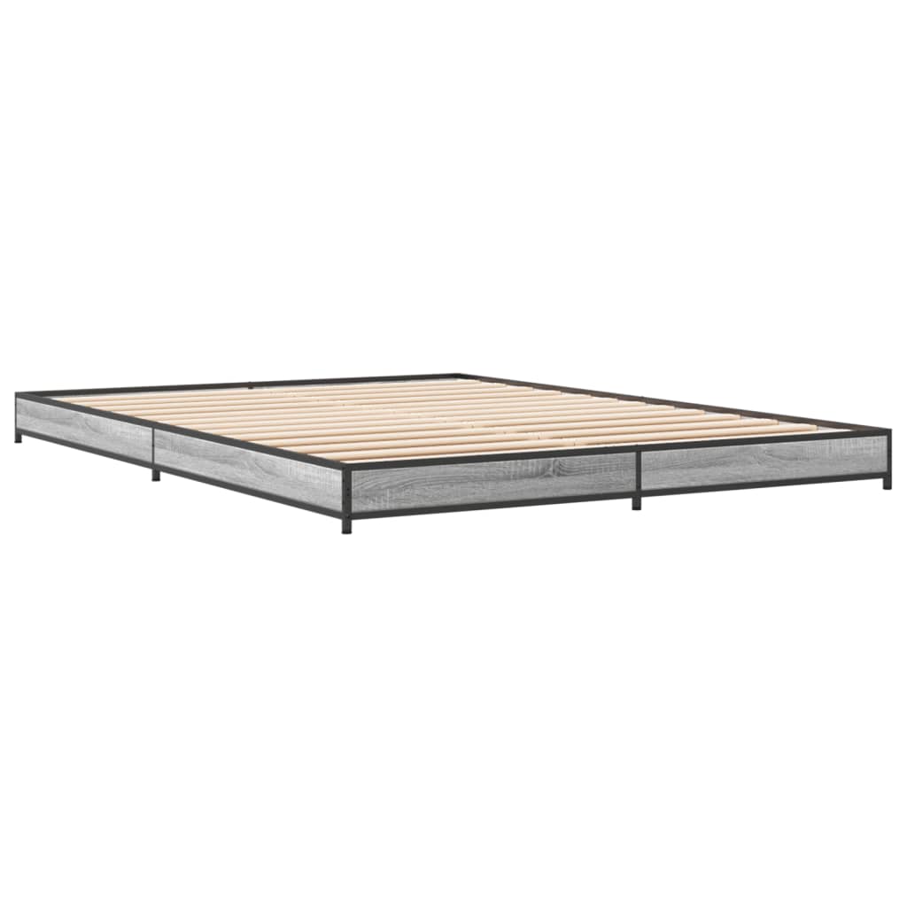 vidaXL Bed Frame without Mattress Grey Sonoma 150x200 cm King Size