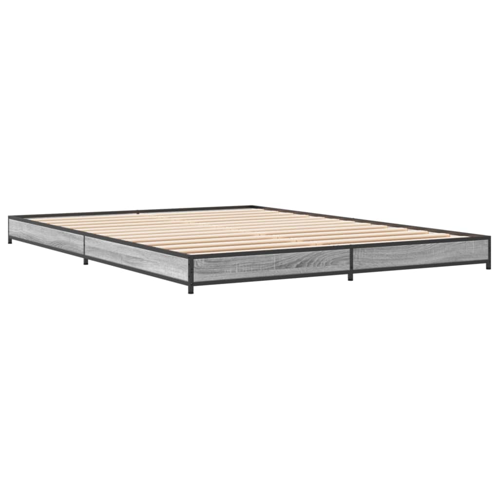 vidaXL Bed Frame without Mattress Grey Sonoma 150x200 cm King Size