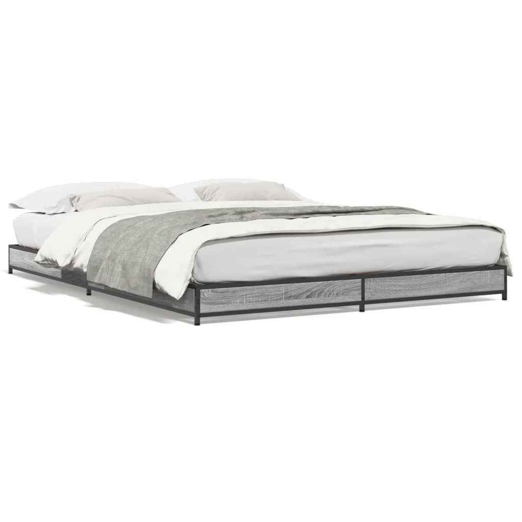 vidaXL Bed Frame without Mattress Grey Sonoma 150x200 cm King Size