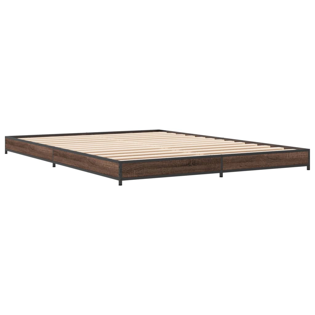 vidaXL Bed Frame without Mattress Brown Oak 150x200 cm King Size