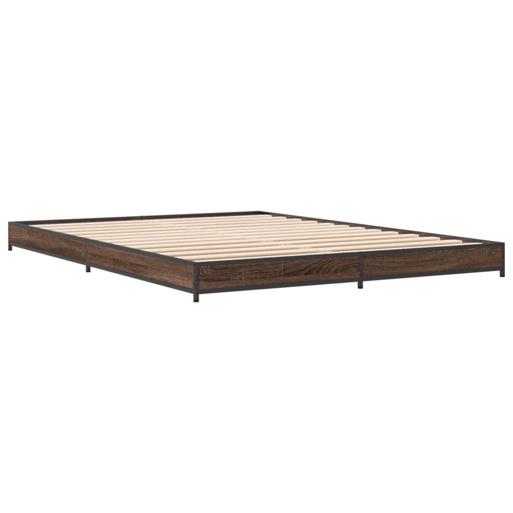 vidaXL Bed Frame without Mattress Brown Oak 150x200 cm King Size