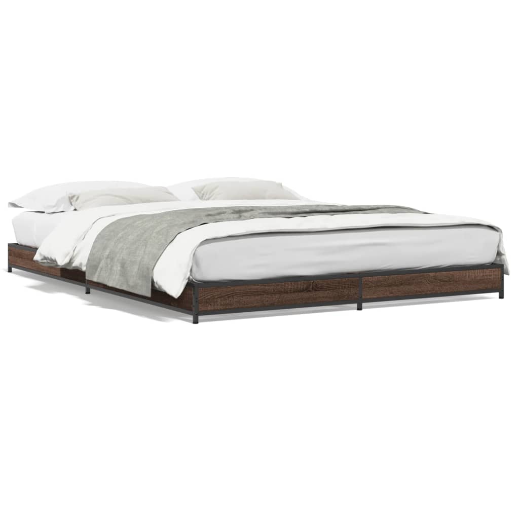 vidaXL Bed Frame without Mattress Brown Oak 150x200 cm King Size