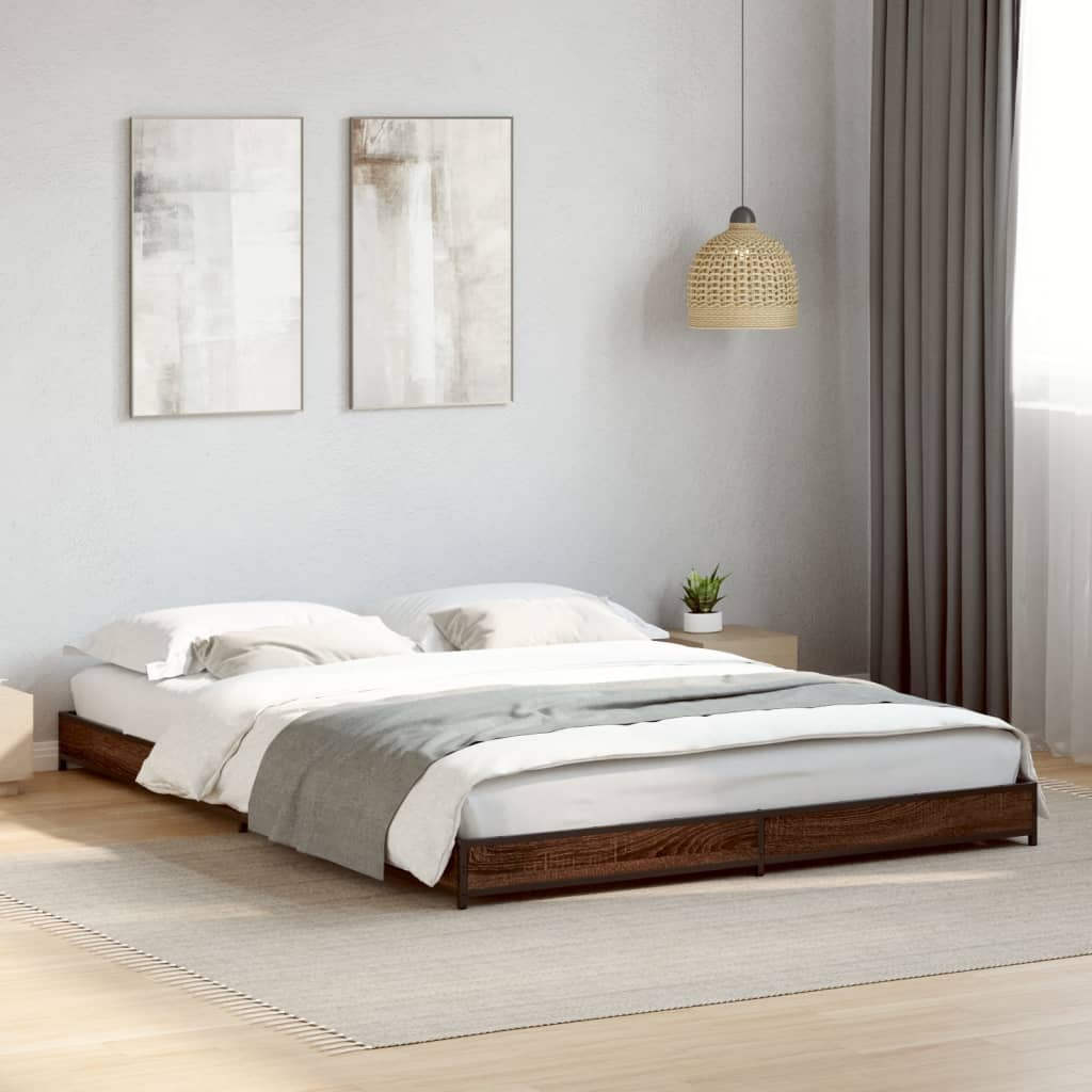 vidaXL Bed Frame without Mattress Brown Oak 120x200 cm