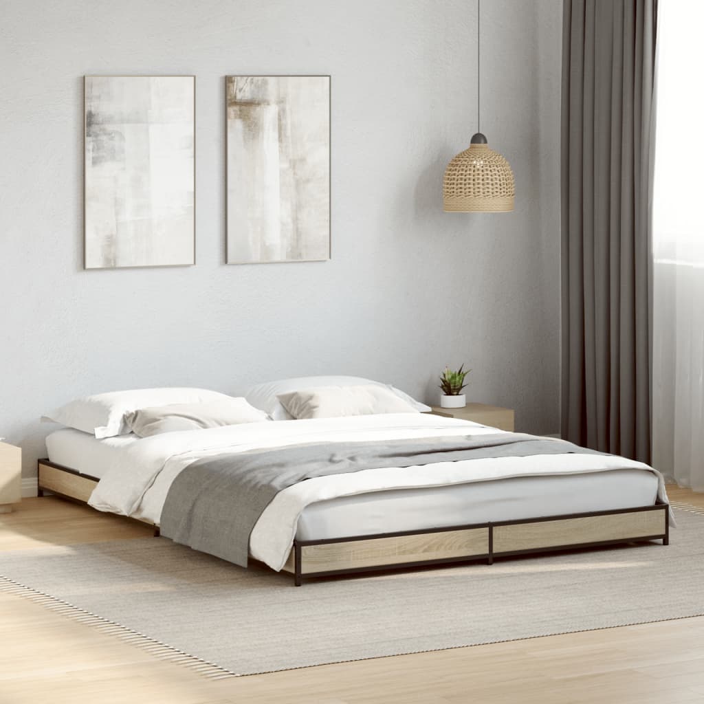 vidaXL Bed Frame without Mattress Sonoma Oak 140x190 cm