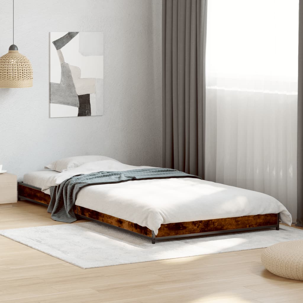 vidaXL Bed Frame without Mattress Smoked Oak 100x200 cm