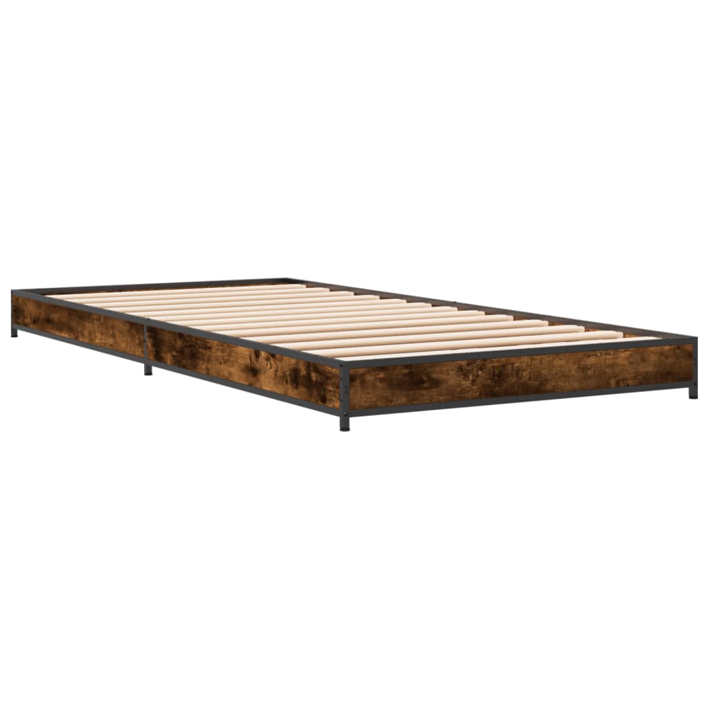 vidaXL Bed Frame without Mattress Smoked Oak 100x200 cm