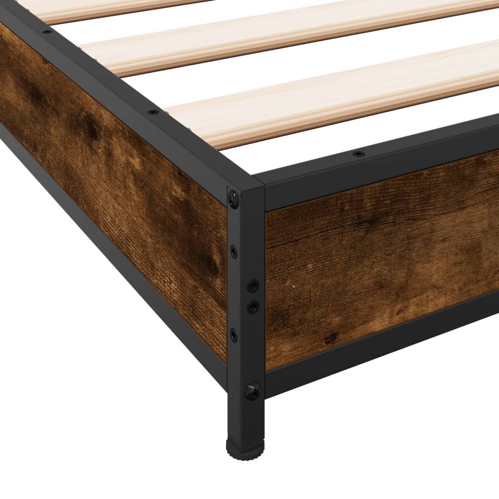 vidaXL Bed Frame without Mattress Smoked Oak 100x200 cm