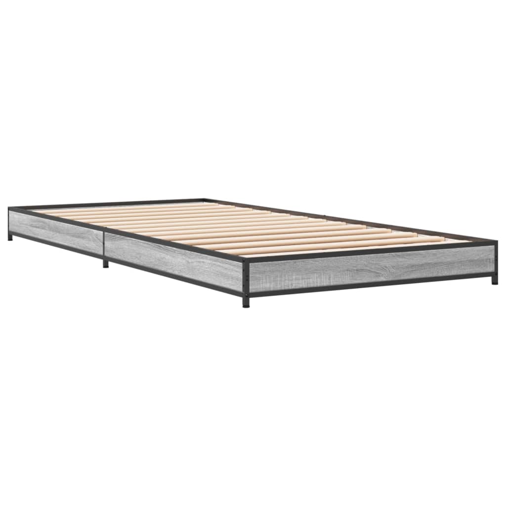 vidaXL Bed Frame without Mattress Grey Sonoma 100x200 cm