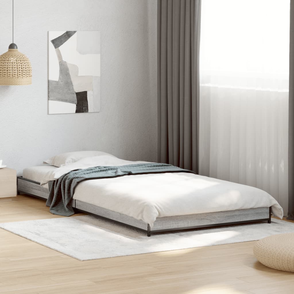 vidaXL Bed Frame without Mattress Grey Sonoma 100x200 cm