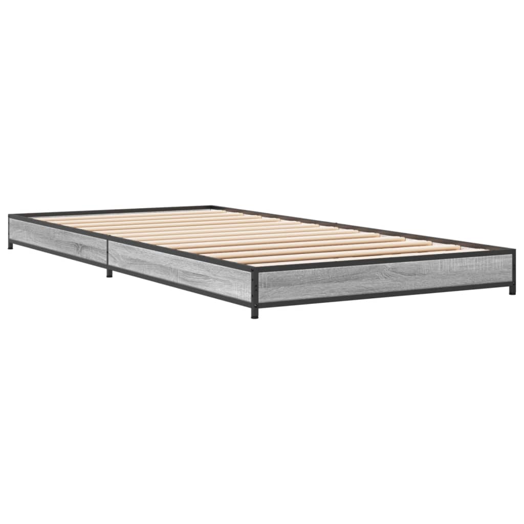 vidaXL Bed Frame without Mattress Grey Sonoma 100x200 cm