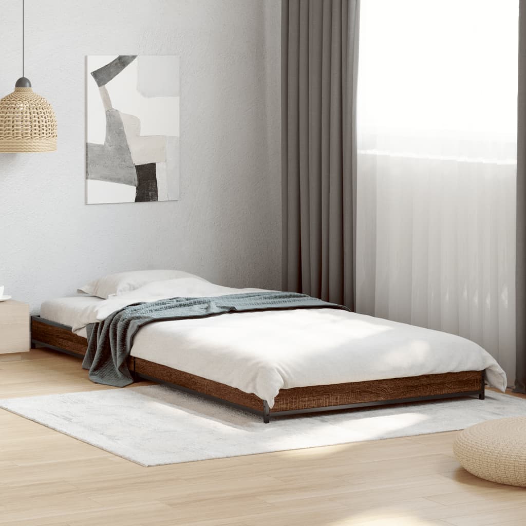 vidaXL Bed Frame without Mattress Brown Oak 90x200 cm