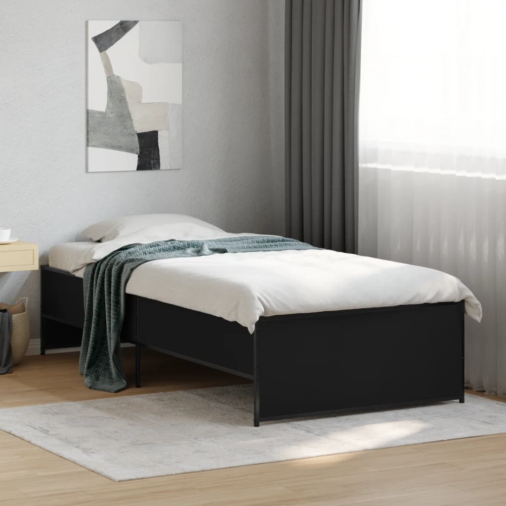 vidaXL Bed Frame without Mattress Black 100x200 cm