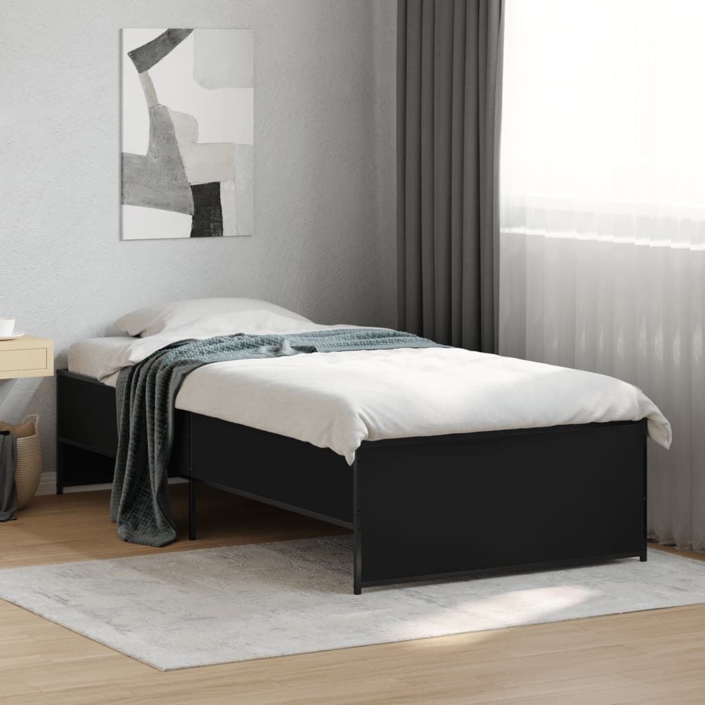 vidaXL Bed Frame without Mattress Black 90x190 cm Single