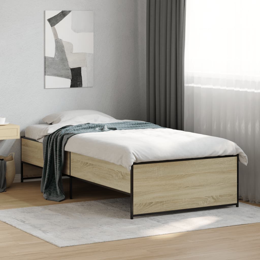 vidaXL Bed Frame without Mattress Sonoma Oak 90x190 cm Single