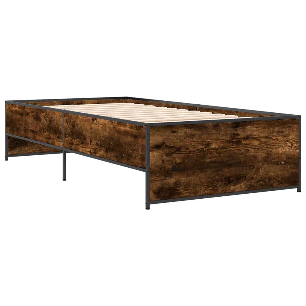 vidaXL Bed Frame without Mattress Smoked Oak 90x190 cm Single