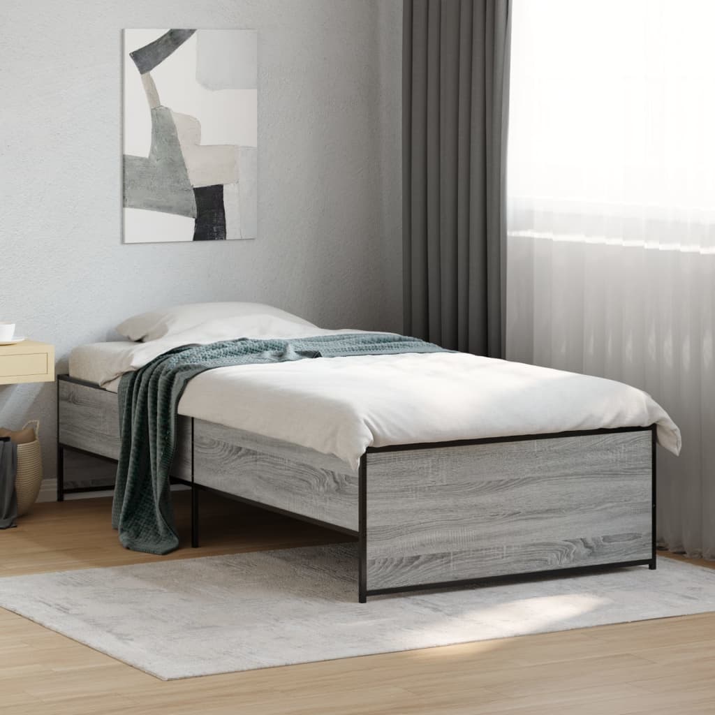 vidaXL Bed Frame without Mattress Grey Sonoma 90x190 cm Single