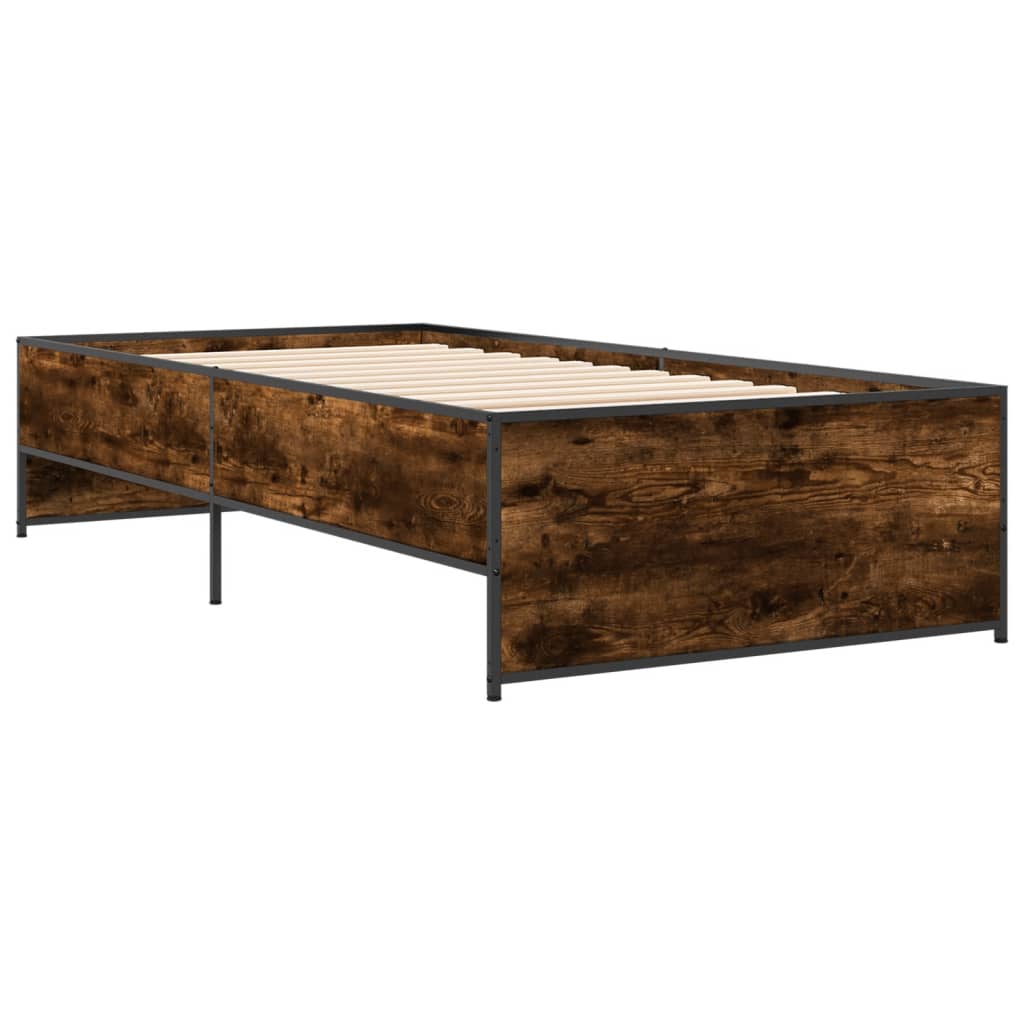 vidaXL Bed Frame without Mattress Smoked Oak 75x190 cm Small Single