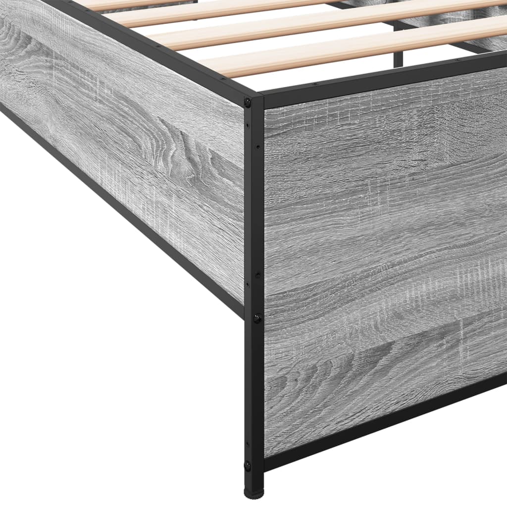 vidaXL Bed Frame without Mattress Grey Sonoma 75x190 cm Small Single