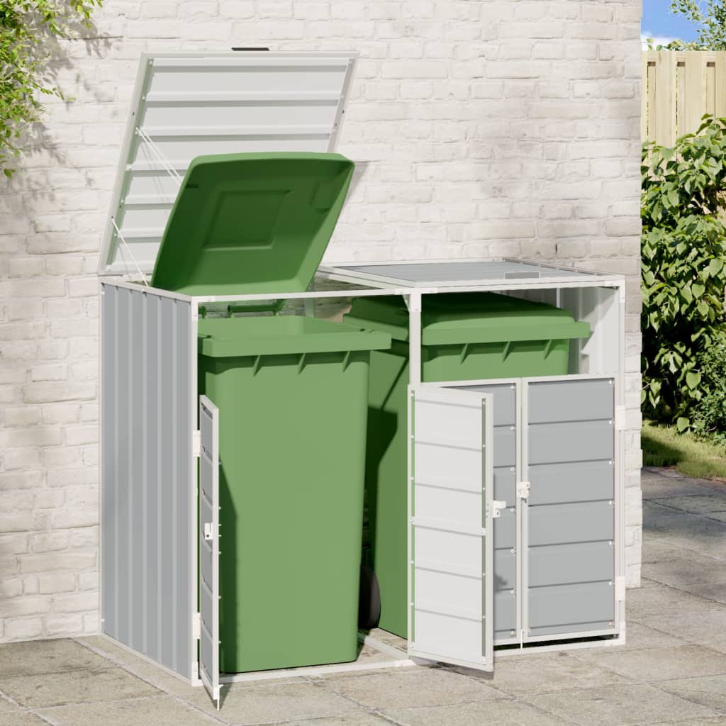 vidaXL Wheelie Bin Storage for Double Bins Grey 144x81x113 cm Steel