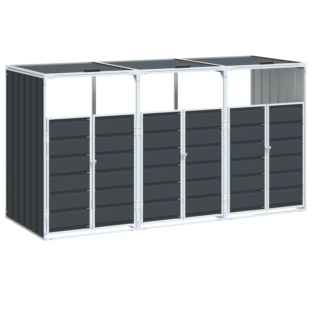 vidaXL Wheelie Bin Storage for Triple Bins Anthracite 216x81x115 cm Steel