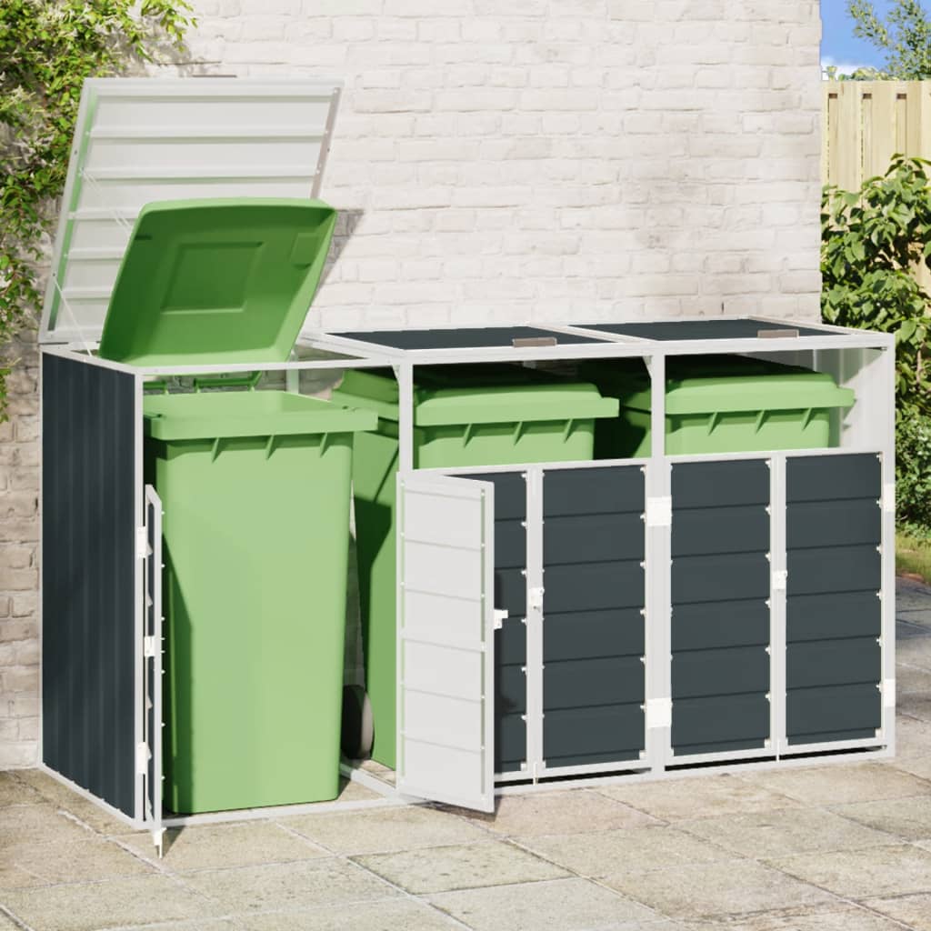 vidaXL Wheelie Bin Storage for Triple Bins Anthracite 216x81x115 cm Steel