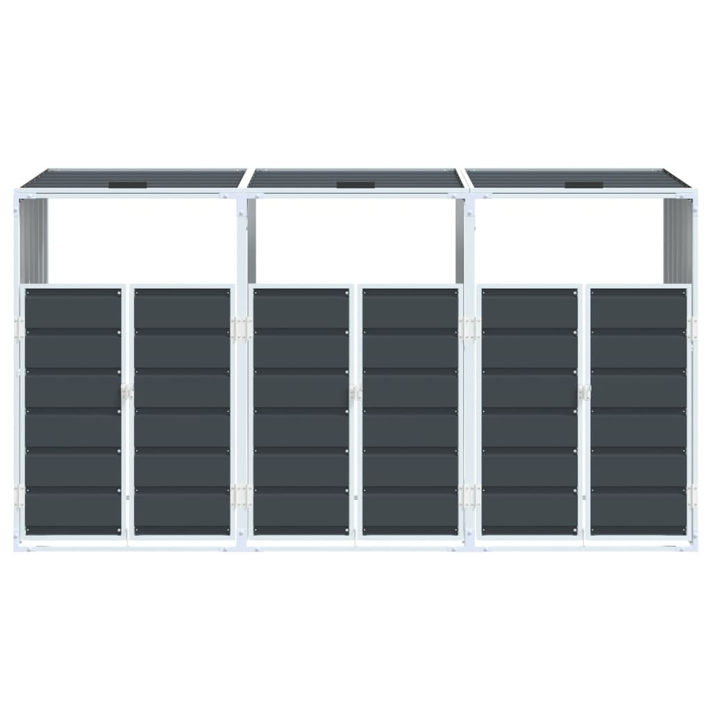 vidaXL Wheelie Bin Storage for Triple Bins Anthracite 216x81x115 cm Steel