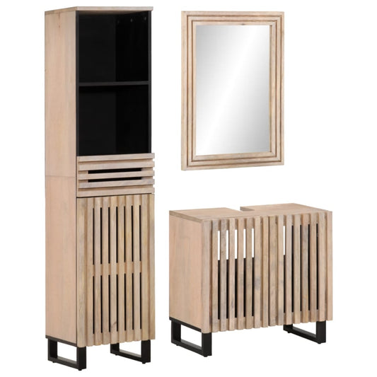 vidaXL 3 Piece Bathroom Furniture Set Solid Wood Mango