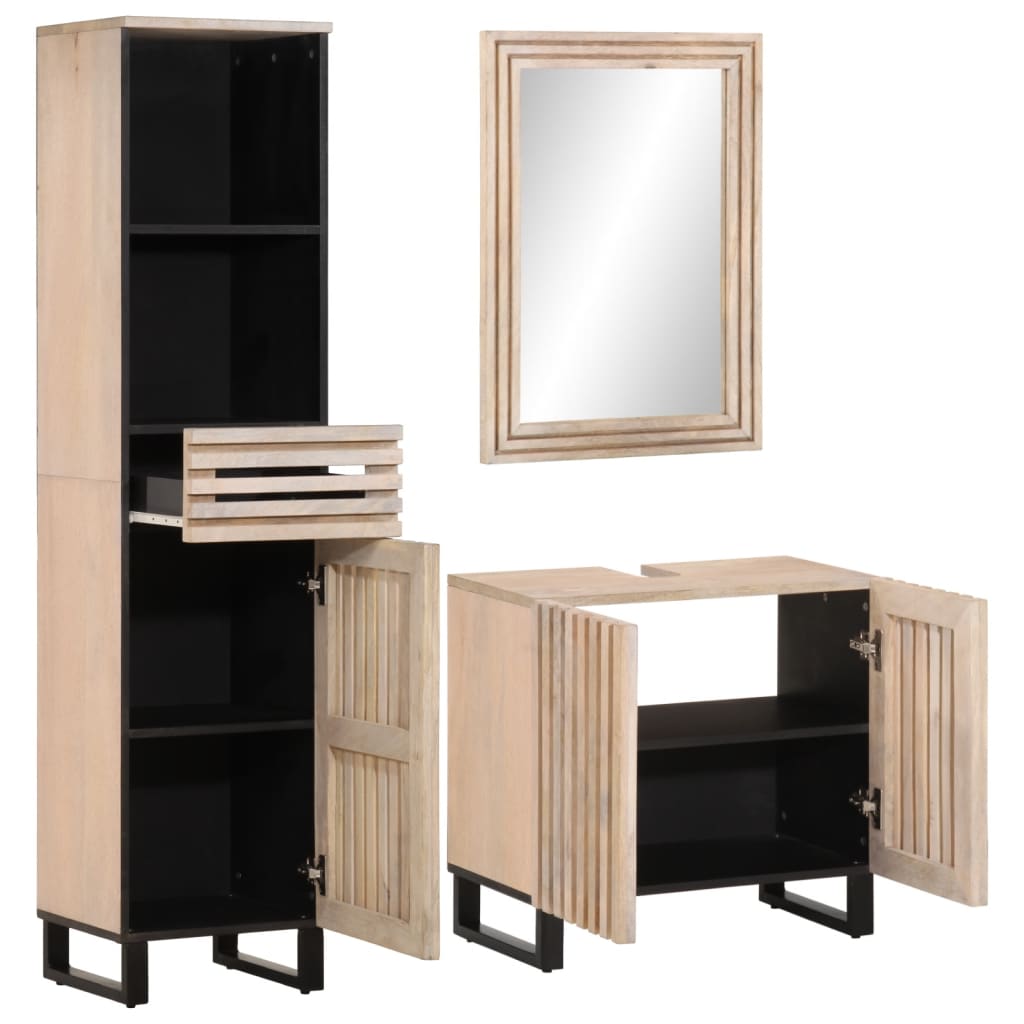 vidaXL 3 Piece Bathroom Furniture Set Solid Wood Mango