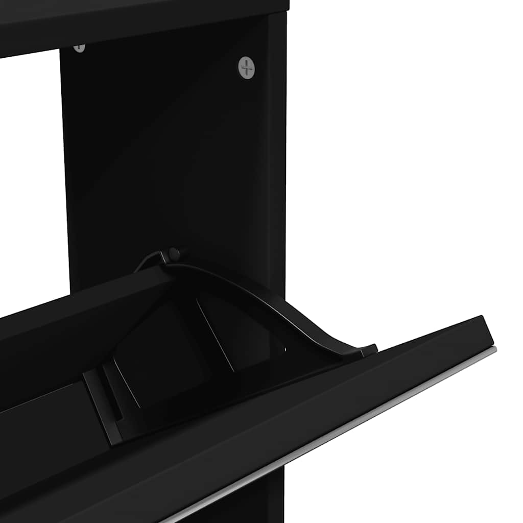 Shoe Cabinet with Mirror 5-Layer Black 63x17x169.5 cm