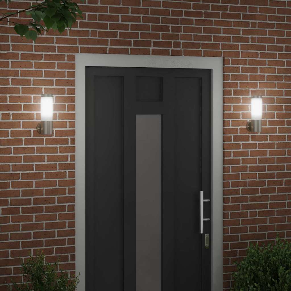 Outdoor Wall Light 2 pcs Silver 12 x 8.5 x 27 cm