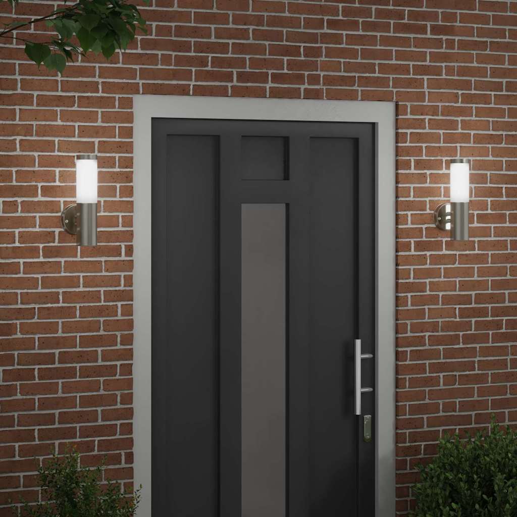 Outdoor Wall Light 2 pcs Silver 15 x 7.5 x 33 cm