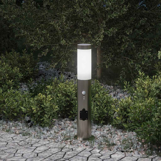 Bollard Light with Sensor&Outlet 50 cm Stainless Steel IP44