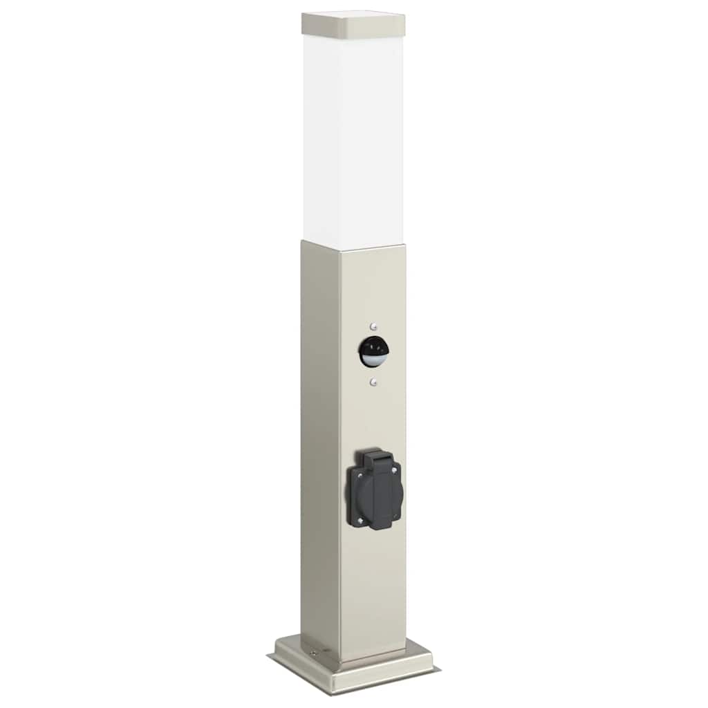Bollard Lights with Sensor&Outlet 3 pcs 50 cm Stainless Steel IP44