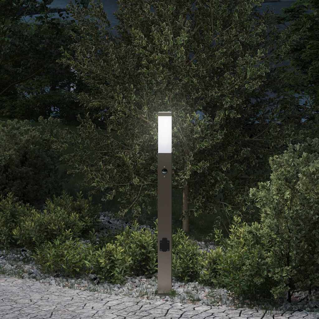 Bollard Light with Sensor&Outlet 80 cm Stainless Steel IP44