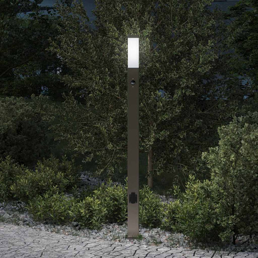 Bollard Light with Sensor&Outlet 110 cm Stainless Steel IP44