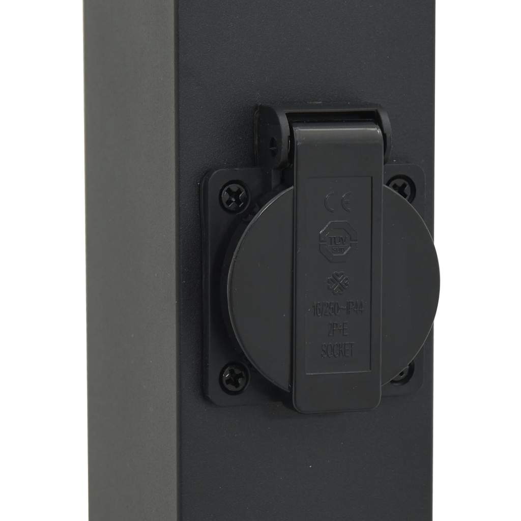 Bollard Lights with Outlet 3 pcs 80 cm Black IP44