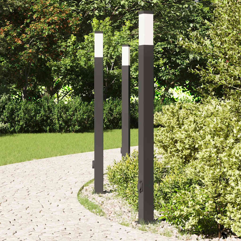 Bollard Lights with Outlet 3 pcs 110 cm Black IP44