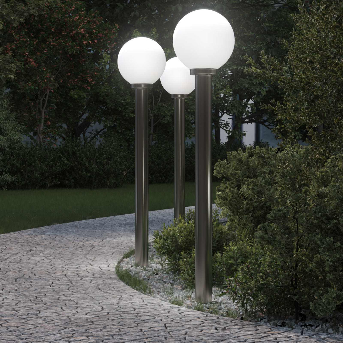 Bollard Lights 3 pcs 120 cm Stainless Steel IP44