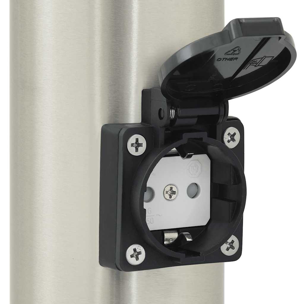 Bollard Light with Outlet 120 cm Stainless Steel IP44