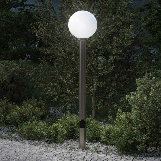 Bollard Light with Outlet 120 cm Stainless Steel IP44