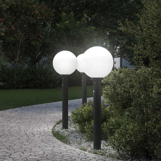 Bollard Lights with Sensor 3 pcs 80 cm Black IP44